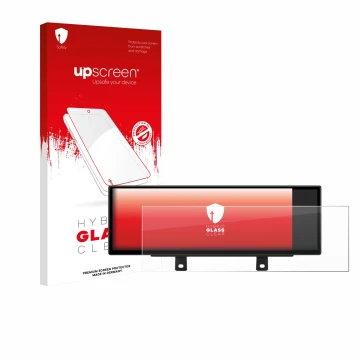 Parte frontal de un envase de producto con el logotipo de la marca upscreen. Al lado se muestra el dispositivo Xtrons QLB42THN