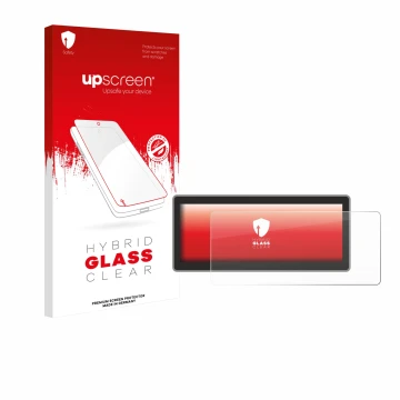 Parte frontal de un envase de producto con el logotipo de la marca upscreen. Al lado se muestra el dispositivo RSNAV Series 5 