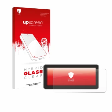 Parte frontal de un envase de producto con el logotipo de la marca upscreen. Al lado se muestra el dispositivo Vantrue Nexus 4