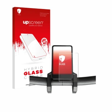 Parte frontal de un envase de producto con el logotipo de la marca upscreen. Al lado se muestra el dispositivo Joyor T6 con su