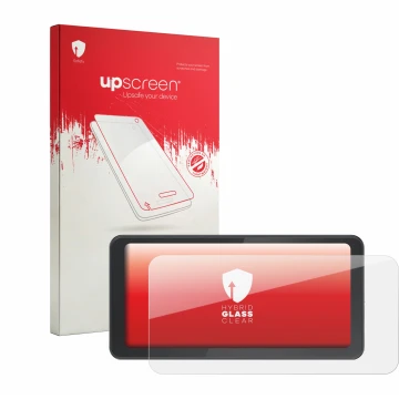 Parte frontal de un envase de producto con el logotipo de la marca upscreen. Al lado se muestra el dispositivo Spedal CL871 6.