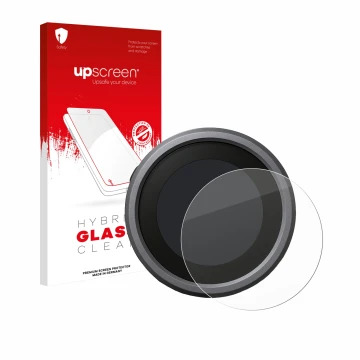 Parte frontal de un envase de producto con el logotipo de la marca upscreen. Al lado se muestra el dispositivo Honda CL500 con