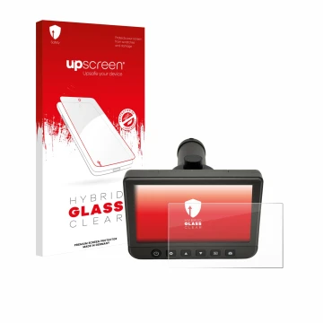 Parte frontal de un envase de producto con el logotipo de la marca upscreen. Al lado se muestra el dispositivo dnt DigiTele PR