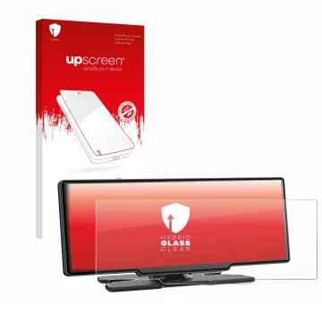 Parte frontal de un envase de producto con el logotipo de la marca upscreen. Al lado se muestra el dispositivo Avylet RC11 8.1