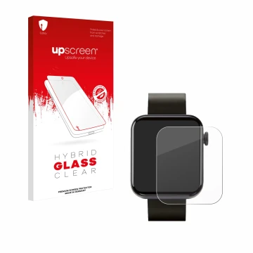 Parte frontal de un envase de producto con el logotipo de la marca upscreen. Al lado se muestra el dispositivo Kendox Life Tra