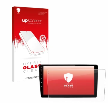 Parte frontal de un envase de producto con el logotipo de la marca upscreen. Al lado se muestra el dispositivo Junsun V2 Plus 
