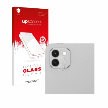 Parte frontal de un envase de producto con el logotipo de la marca upscreen. Al lado se muestra el dispositivo Honor Magicpad 