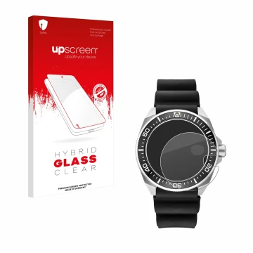 Parte frontal de un envase de producto con el logotipo de la marca upscreen. Al lado se muestra el dispositivo Seiko Prospex S