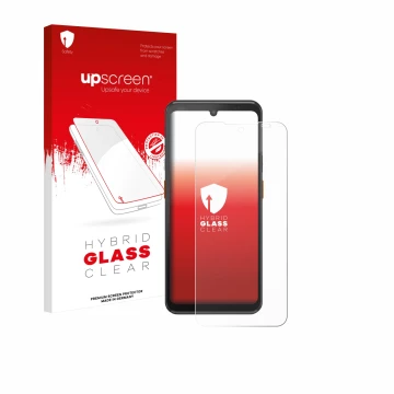 Parte frontal de un envase de producto con el logotipo de la marca upscreen. Al lado se muestra el dispositivo Summi L3 con su