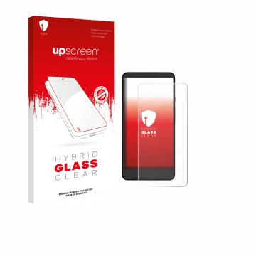 Parte frontal de un envase de producto con el logotipo de la marca upscreen. Al lado se muestra el dispositivo Xiaomi Moaan In
