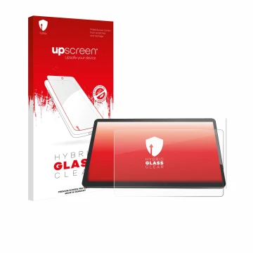 Parte frontal de un envase de producto con el logotipo de la marca upscreen. Al lado se muestra el dispositivo Elo TouchSystem