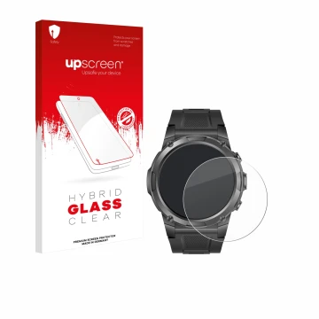 Parte frontal de un envase de producto con el logotipo de la marca upscreen. Al lado se muestra el dispositivo Gard Pro Ultra 