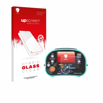 Parte frontal de un envase de producto con el logotipo de la marca upscreen. Al lado se muestra el dispositivo Kewtech KT63DL 