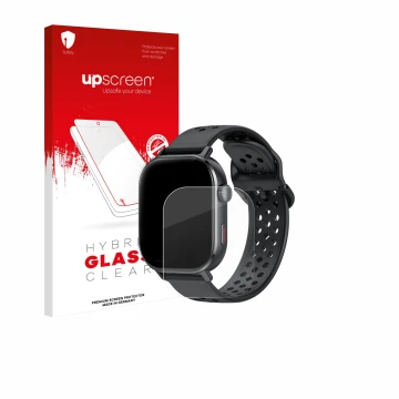 Parte frontal de un envase de producto con el logotipo de la marca upscreen. Al lado se muestra el dispositivo Jugeman P131 2.
