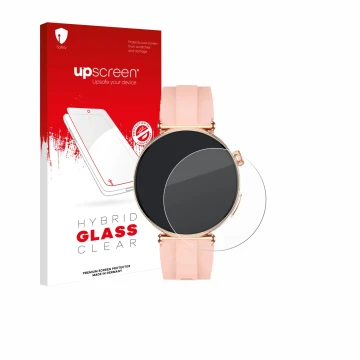 Parte frontal de un envase de producto con el logotipo de la marca upscreen. Al lado se muestra el dispositivo Knauermann Pro 