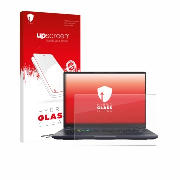Parte frontal de un envase de producto con el logotipo de la marca upscreen. Al lado se muestra el dispositivo Gigabyte AORUS 