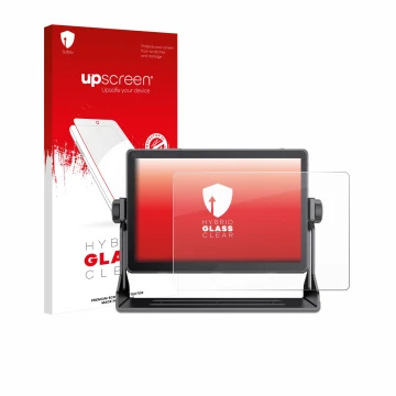 Parte frontal de un envase de producto con el logotipo de la marca upscreen. Al lado se muestra el dispositivo Feelworld LUT 1