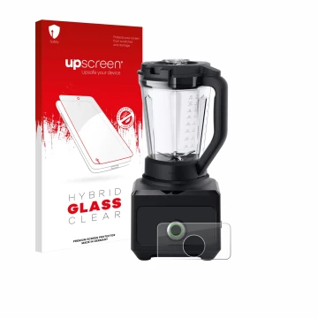 Parte frontal de un envase de producto con el logotipo de la marca upscreen. Al lado se muestra el dispositivo Braun PowerBlen
