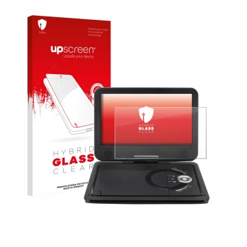 Parte frontal de un envase de producto con el logotipo de la marca upscreen. Al lado se muestra el dispositivo Soundmaster PDB
