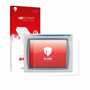 Parte frontal de un envase de producto con el logotipo de la marca upscreen. Al lado se muestra el dispositivo Allen Bradly HM