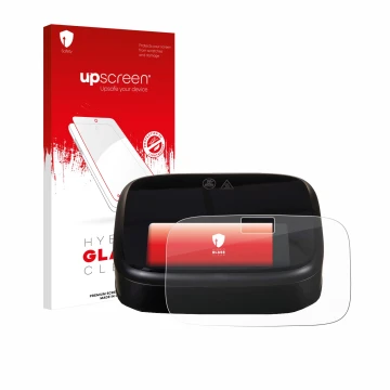 Parte frontal de un envase de producto con el logotipo de la marca upscreen. Al lado se muestra el dispositivo Philips Airfrye