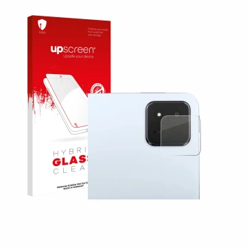 Parte frontal de un envase de producto con el logotipo de la marca upscreen. Al lado se muestra el dispositivo Xiaomi Pad 7 Pr