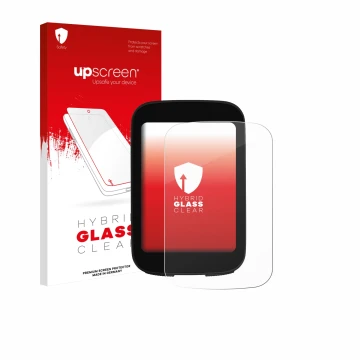 Parte frontal de un envase de producto con el logotipo de la marca upscreen. Al lado se muestra el dispositivo Bikevee ‎BKV300