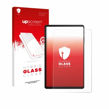 Parte frontal de un envase de producto con el logotipo de la marca upscreen. Al lado se muestra el dispositivo Xiaomi Black Sh