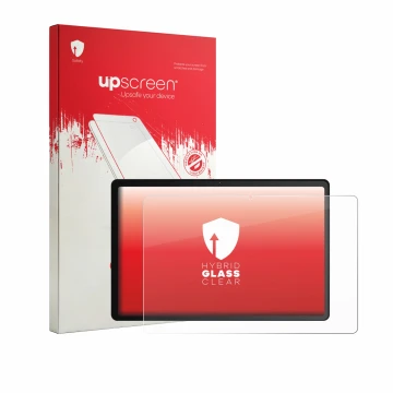 Parte frontal de un envase de producto con el logotipo de la marca upscreen. Al lado se muestra el dispositivo Whitedeer WHTG1