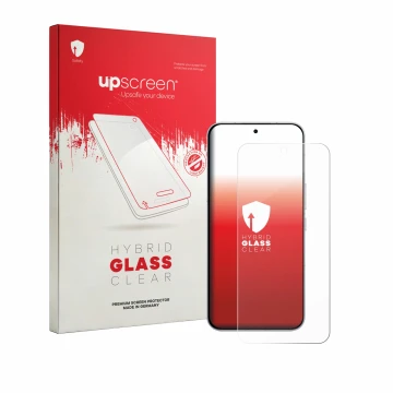 Parte frontal de un envase de producto con el logotipo de la marca upscreen. Al lado se muestra el dispositivo Oppo K15 Pro Pl