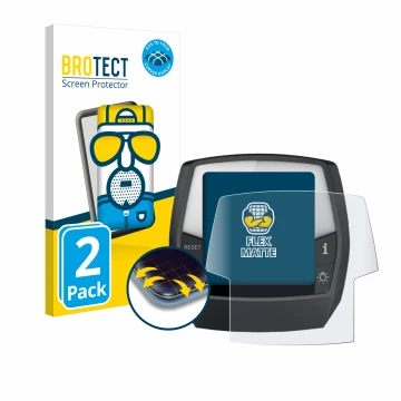 Parte frontal de un envase de producto con el logotipo de la marca BROTECT. Al lado se muestra el dispositivo Bosch Intuvia Pe