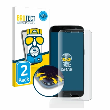 Parte frontal de un envase de producto con el logotipo de la marca BROTECT. Al lado se muestra el dispositivo Samsung Galaxy S