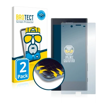 Parte frontal de un envase de producto con el logotipo de la marca BROTECT. Al lado se muestra el dispositivo Sony Xperia XZ c