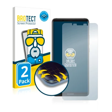 Parte frontal de un envase de producto con el logotipo de la marca BROTECT. Al lado se muestra el dispositivo Huawei Mate 10 P