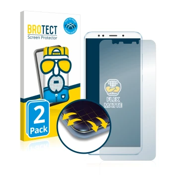 Parte frontal de un envase de producto con el logotipo de la marca BROTECT. Al lado se muestra el dispositivo Xiaomi Redmi 5 P