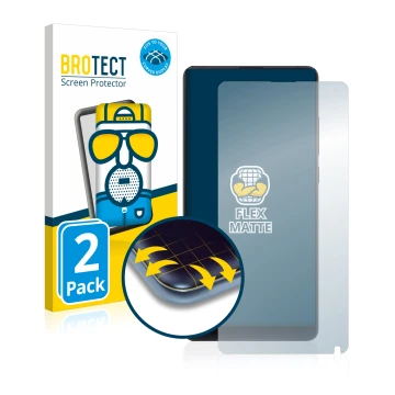 Parte frontal de un envase de producto con el logotipo de la marca BROTECT. Al lado se muestra el dispositivo Xiaomi Mi Mix 2S