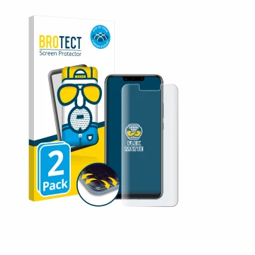 Parte frontal de un envase de producto con el logotipo de la marca BROTECT. Al lado se muestra el dispositivo Huawei Mate 20 l