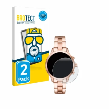 Parte frontal de un envase de producto con el logotipo de la marca BROTECT. Al lado se muestra el dispositivo Michael Kors Acc