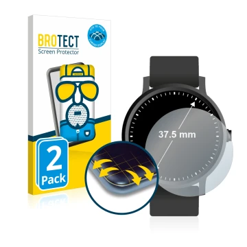 Parte frontal de un envase de producto con el logotipo de la marca BROTECT. Al lado se muestra el dispositivo Relojes (Circula