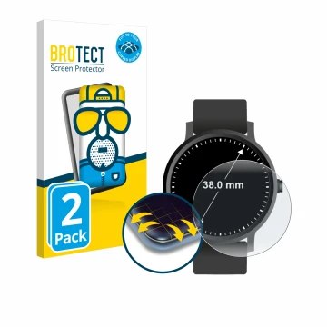 Parte frontal de un envase de producto con el logotipo de la marca BROTECT. Al lado se muestra el dispositivo Circular Display
