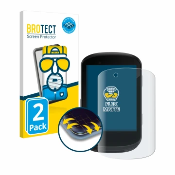 Parte frontal de un envase de producto con el logotipo de la marca BROTECT. Al lado se muestra el dispositivo Garmin Edge 530 