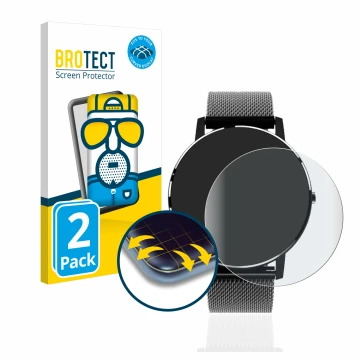 Parte frontal de un envase de producto con el logotipo de la marca BROTECT. Al lado se muestra el dispositivo Holalei Fitness 