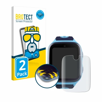 Parte frontal de un envase de producto con el logotipo de la marca BROTECT. Al lado se muestra el dispositivo Xplora X4 con su