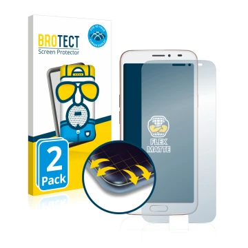 Parte frontal de un envase de producto con el logotipo de la marca BROTECT. Al lado se muestra el dispositivo Doro 8080 con su