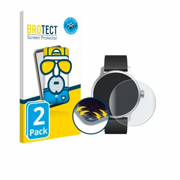 Parte frontal de un envase de producto con el logotipo de la marca BROTECT. Al lado se muestra el dispositivo Withings ScanWat