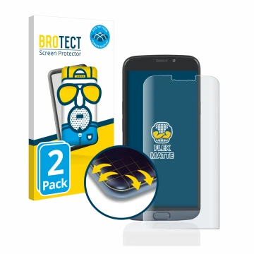Parte frontal de un envase de producto con el logotipo de la marca BROTECT. Al lado se muestra el dispositivo Doro 8050 con su