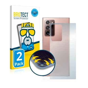 Parte frontal de un envase de producto con el logotipo de la marca BROTECT. Al lado se muestra el dispositivo Samsung Galaxy N