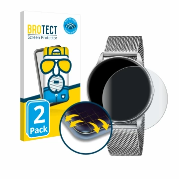 Parte frontal de un envase de producto con el logotipo de la marca BROTECT. Al lado se muestra el dispositivo Lotus Smartime 5