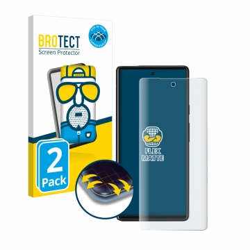 Parte frontal de un envase de producto con el logotipo de la marca BROTECT. Al lado se muestra el dispositivo Google Pixel 6 c