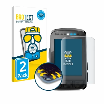 Parte frontal de un envase de producto con el logotipo de la marca BROTECT. Al lado se muestra el dispositivo Wahoo Elemnt Bol